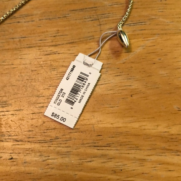 Kendra Scott Kingston Gold Tone Long Pendant Necklace Slate Cats Eye NWT - Picture 7 of 12